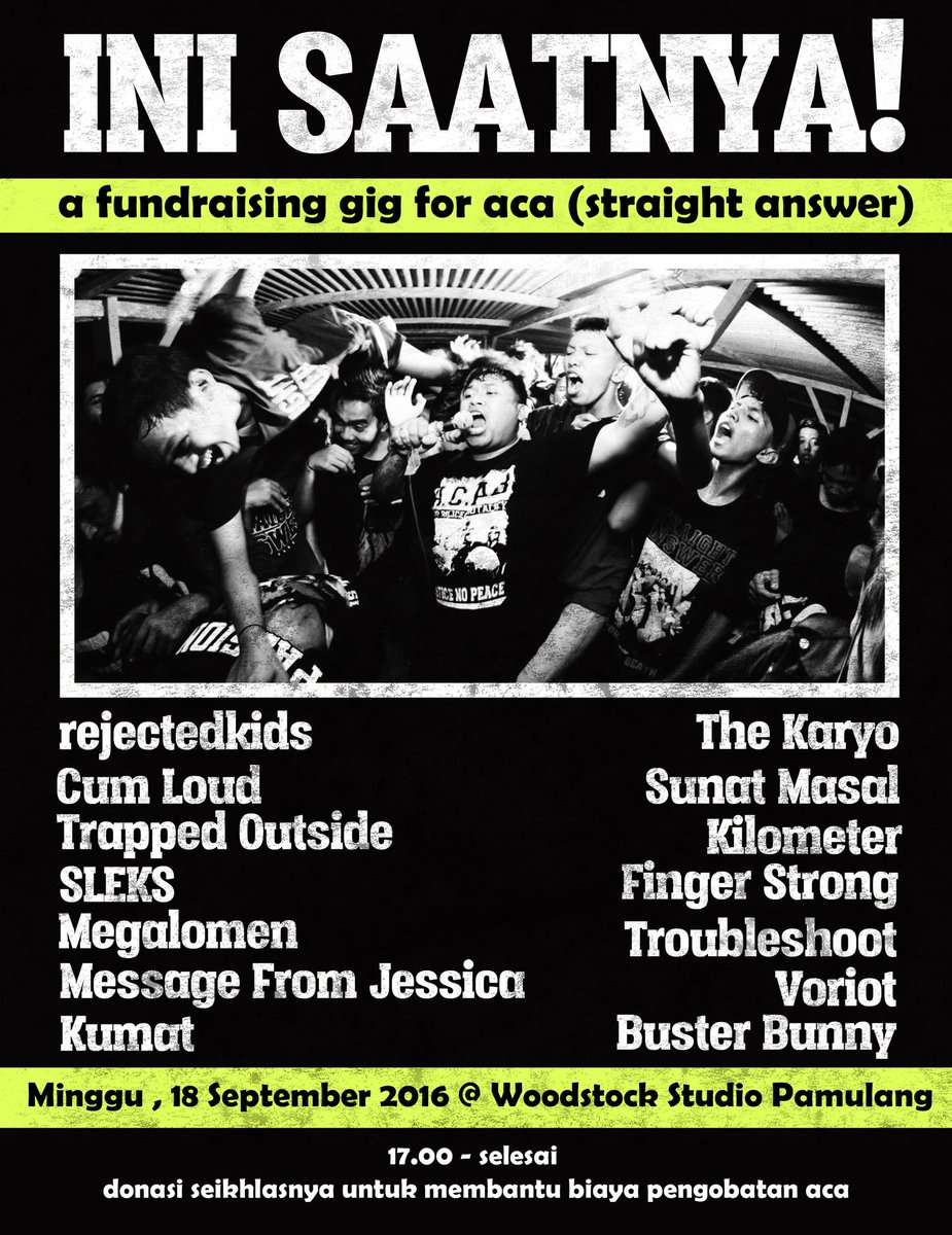 Trapped Outside (@outsidetrapped) on Twitter photo Besok kami & kawan2 menggelar gigs charity untuk aca @sahc96jkt di <a href="/woodstockstudio/">WoodStock Studio</a> pamulang. HTM:donasi seikhlasnya Besok kami & kawan2 menggelar gigs charity untuk aca @sahc96jkt di <a href="/woodstockstudio/">WoodStock Studio</a> pamulang. HTM:donasi seikhlasnya