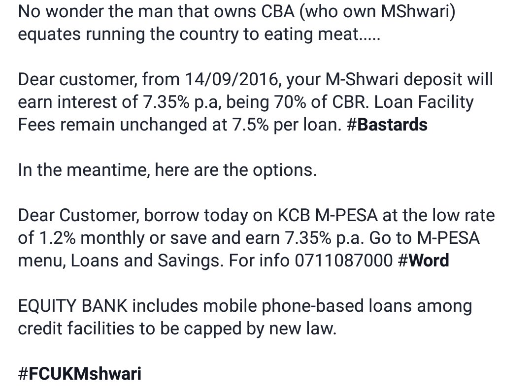 Wes On Twitter Mshwari Loan Fees Remain At 7 5 Gtfohwtb Kcb