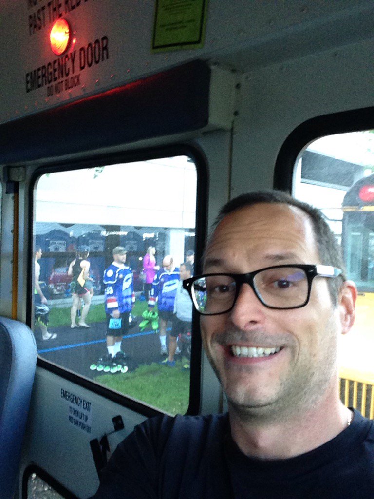 billpreachuk's tweet photo. On the school bus to the starting line of the North Shore inline marathon. Beautiful day for a race! #nsim #nsim2016 https://t.co/nEgqtsFkML
