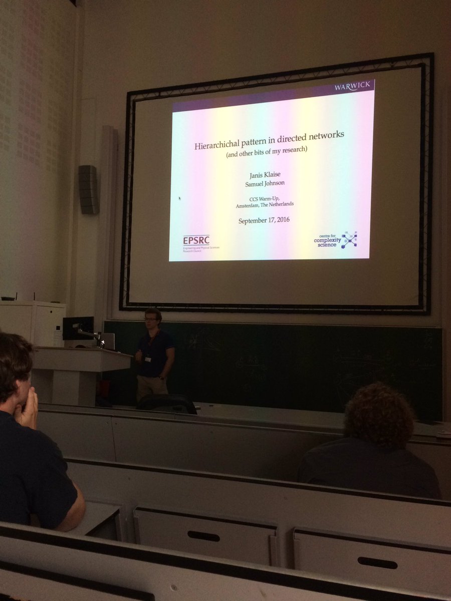 WarwickComplex's tweet photo. Third talk from our team: @JKlaise on trophic coherence in directed networks! @eccswarmup https://t.co/1rzLV2xg8f