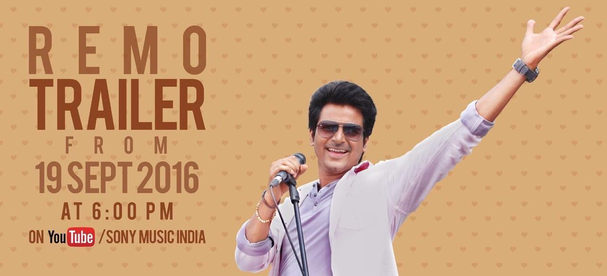 SSMusicTweet's tweet photo. The wait is over, the much awaited #Remo trailer is all set to be unvieled on #19thSep @Siva_Kartikeyan https://t.co/wSRMSDvv1i