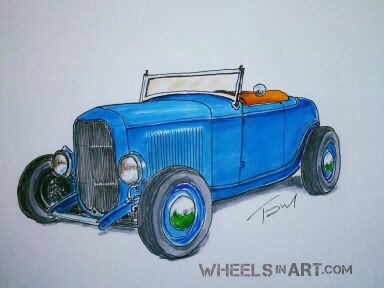 Here is a copy of a quick sketch I did of a 32 Roadster. #32Ford #copicmarkers #vintagecars
