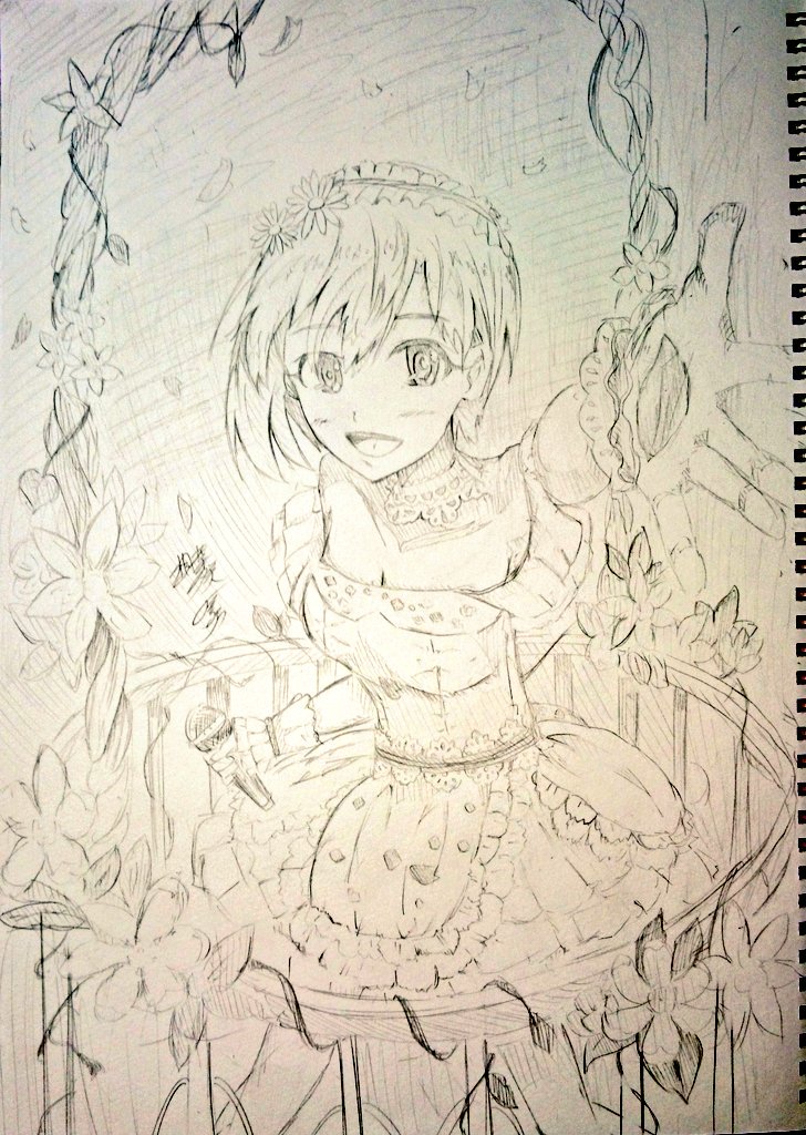 紅坂 風吹 アナログでの完成 ふんわり花乙女 の夕美ちゃん W 次はこれをデジ絵にするつもり 相葉夕美