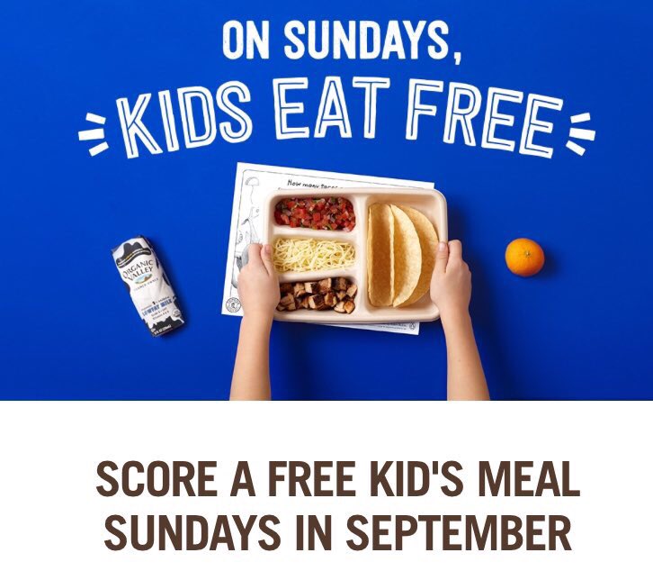 FreeInBigD's tweet image. On Sundays in September kids eat #free @ChipotleTweets #freestuff #dallas chipotle.com/freekidsmeal