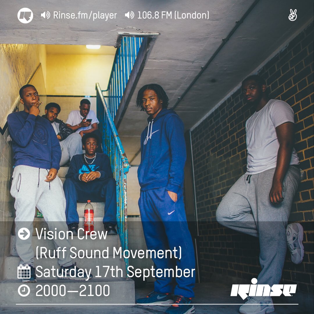 ezro3zro's tweet photo. @VisionCrew_ on @RinseFM 8-9PM

#RuffSound #Powers 🌎 

Lock in!! https://t.co/riSwk5pgTj