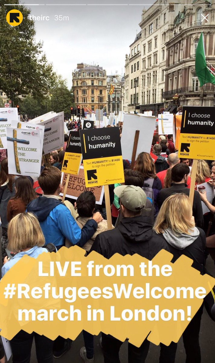 Over on <a href="/instagram/">Instagram</a>: Watch our Instagram Story from today's #RefugeesWelcome march. Follow instagram.com/theirc