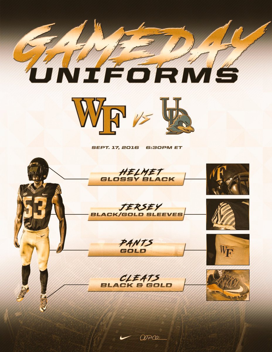 CoachScheier's tweet photo. Game Day Swag courtesy of B.D. & the @WakeFB Equipment Staff. Look Good. Feel Good. Play Good. #1Way2Play #NextGame https://t.co/8ERAiH1Buw