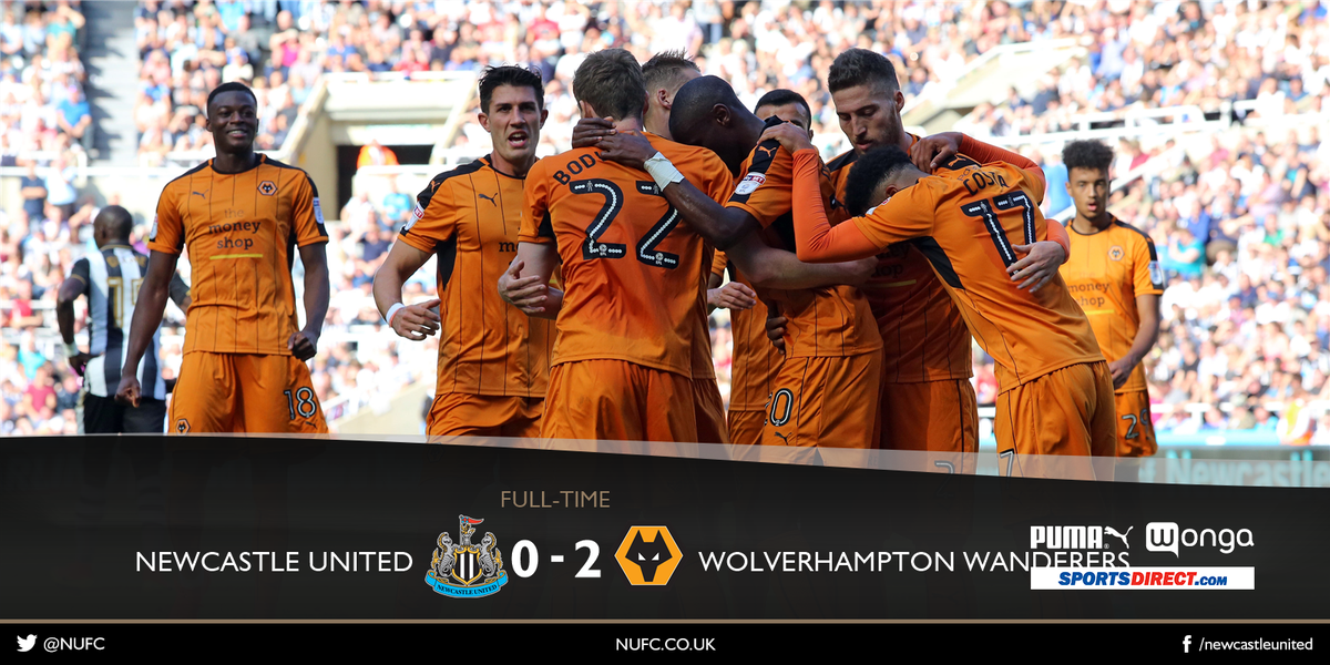 NUFC's tweet photo. FULL TIME Newcastle United 0-2 Wolverhampton Wanderers #NUFC https://t.co/6bQv29eupP