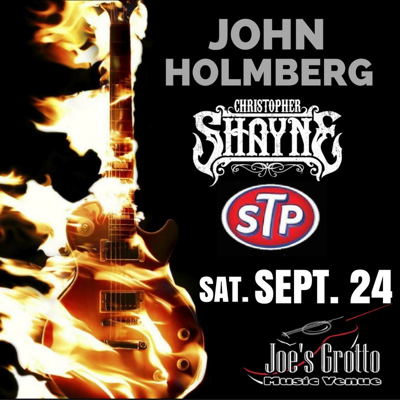 ChrisShayneBand's tweet photo. One week from tonight, #ShayneGang! Sat. 9.24 at @joes_grotto with #JohnHolmberg #STP #BeThere https://t.co/oEGGZva7EI