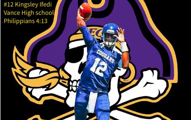 Go_Pirates_'s tweet photo. ECU's highest rated recruit according to 247sports is dual threat QB Kingsley Ifedi @ifedi_  with a rating of 84 https://t.co/Zzsq3Uarei
