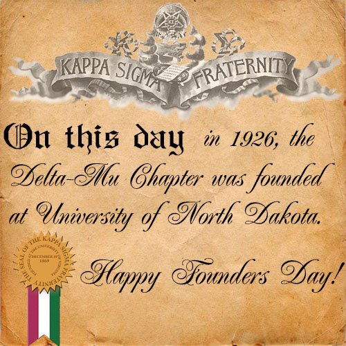 #otd 90 years ago, <a href="/undkappasigma/">UND Kappa Sigma</a> was founded!