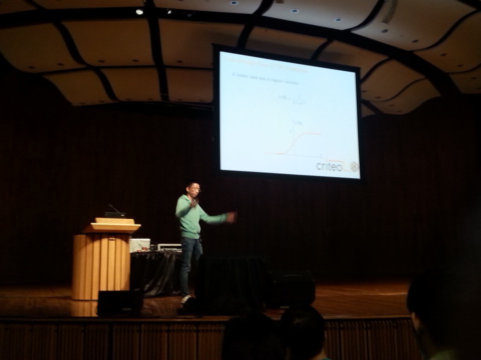 simondolle's tweet image. Yuchin from @CriteoEng is on stage. #recsys2016