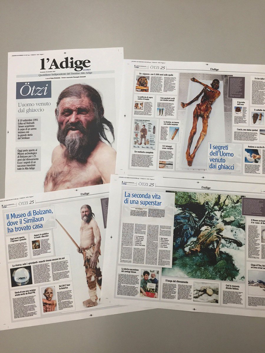 domani su <a href="/giornaleladige/">l'Adige</a> otto pagine speciali su #Ötzi per i 25 anni dal ritrovamento dell'Uomo venuto dal ghiaccio