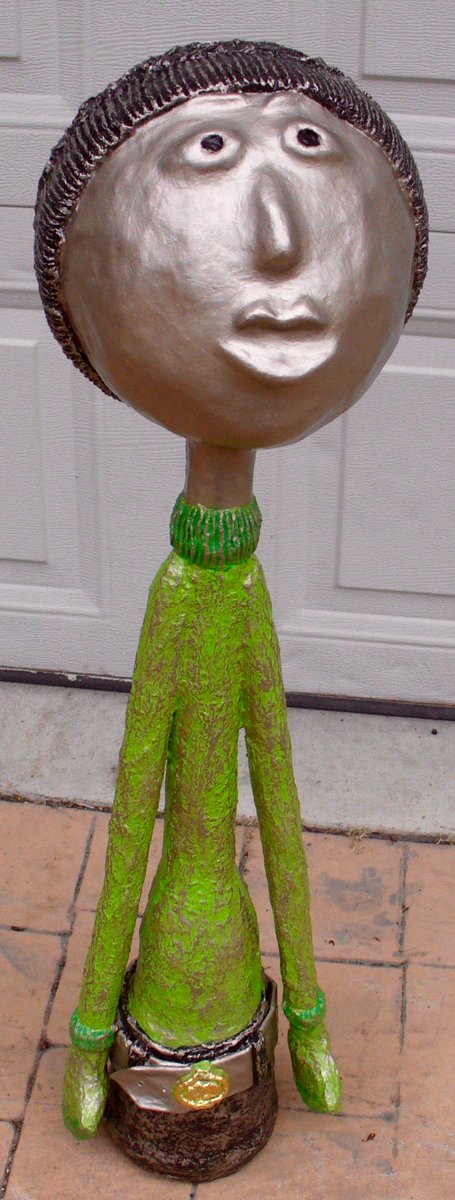 Chat with paper mache artist Carole Nadon &amp; her cool friends like "Berthold" #yycevents #yycart #yycarts #Beacon