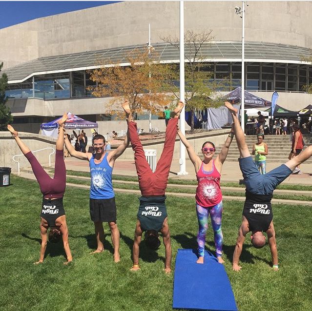 gociety's tweet photo. #Denver's Flight Club is getting ready to teach us how to fly. Join in their #AcroYoga workshop @ 3:30 #AFestDenver https://t.co/JgznM99XRg