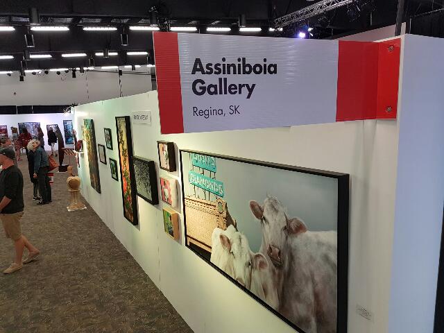 So much Sask art. So many Sask Galleries. #ArtNowArtFair open now at Prairieland Park. #yxe