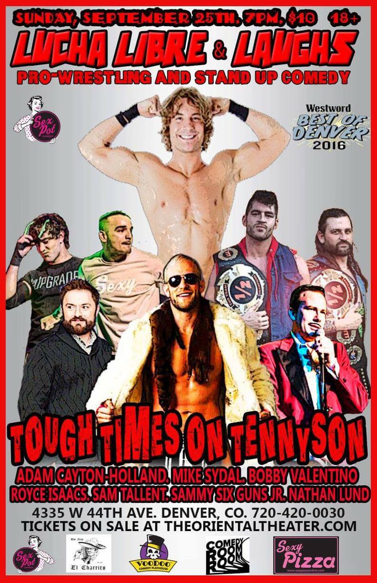 LuchaLibreLaugh's tweet photo. The LLL tornado touches down in Sidney, NE on 09/24 and @theorientalthea in Denver on 09/25! https://t.co/7kB2d1TRHS