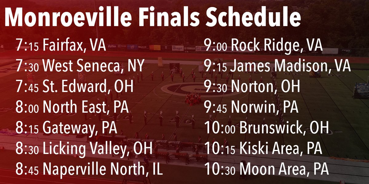 Monroeville Finals Schedule #boa2016 #boaMonroeville <a href="/Gatewayband/">Gateway Band</a>