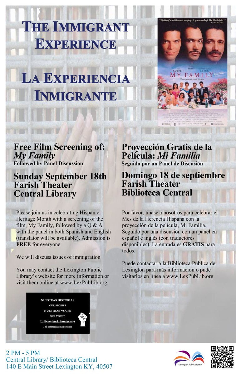 Tomorrow: Screening of My Family followed by a Q &amp; A lexpridefest.org/site/?p=4203