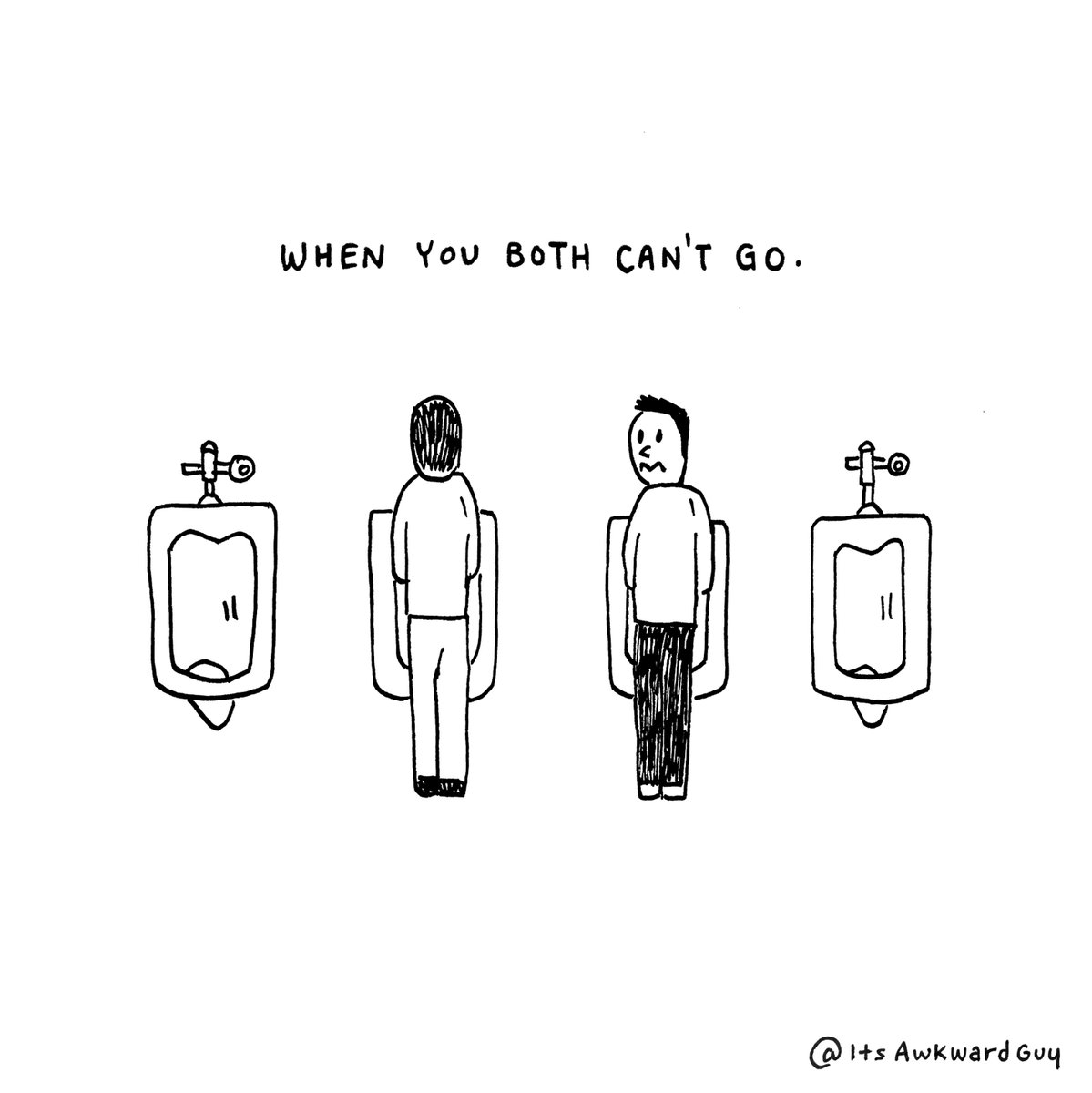 Itsawkwardguy's tweet photo. When both of you can’t go.
#ItsAwkwardGuy #Awkward #LifeIsAwkward #ImAwkward #ShyBladder @ThePolderBaan @jonburkhart https://t.co/FofB53tFwB