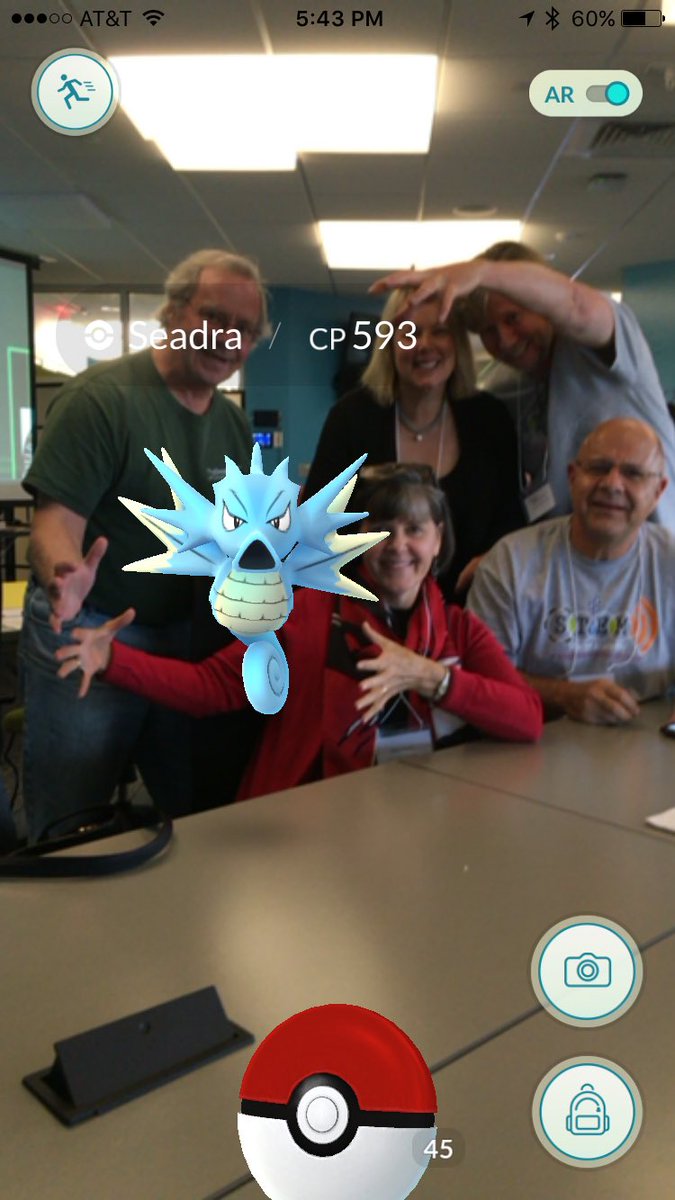 kristinharkness's tweet photo. That time a Pokรฉmon spawned just before the final presentations at #STCCLifeHack2016 https://t.co/CDLLz6dSNa