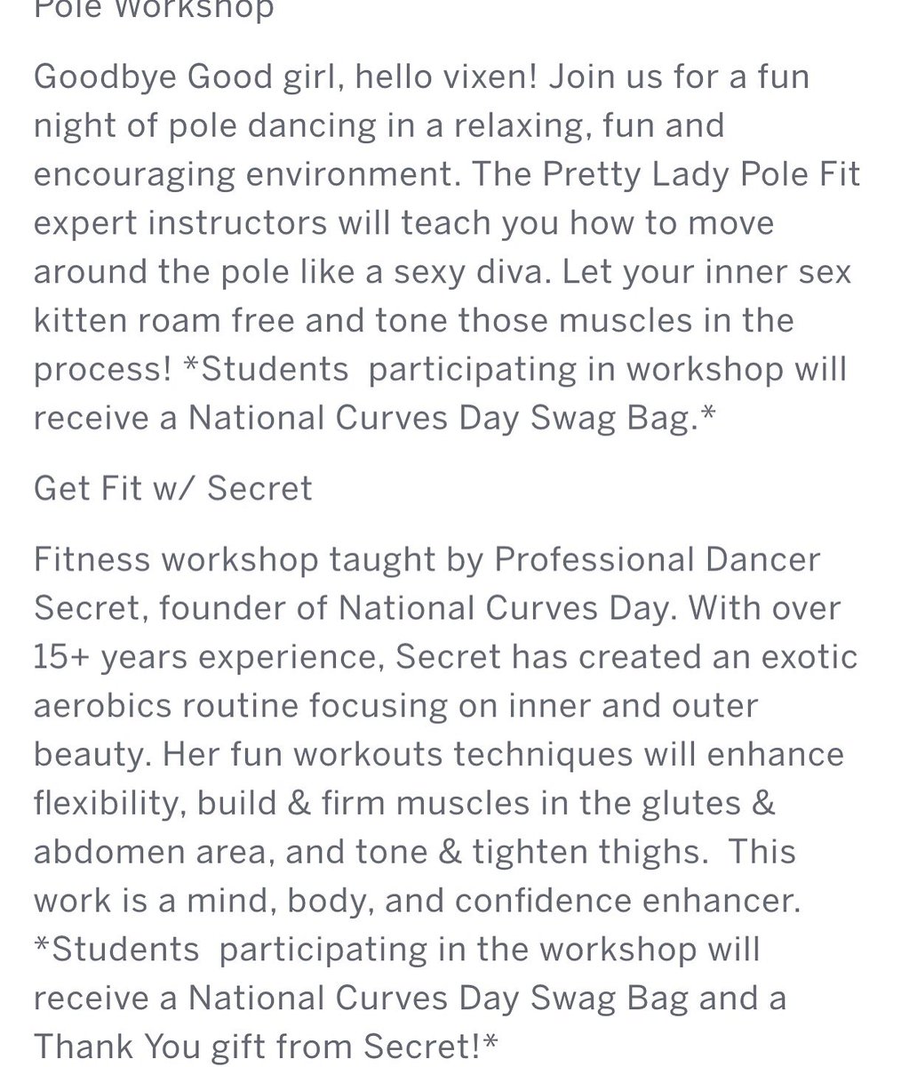 PrettyLadyPF's tweet photo. #poleworkshop &amp; #floorworkshop classes coming up get your tickets now #nationalcurvesday  #plpf @NTLCurvesDay https://t.co/IukyqI6j54