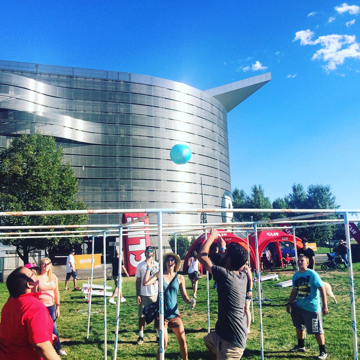 gociety's tweet photo. 9square is the game of the day in #AFestDenver Yard Game Village. Don't forget to grab a @ClifBar in btw adventures! https://t.co/Yej5Pxh5mv