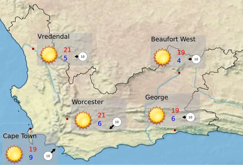 Western Cape Today 's Weather overview: 18.9.2016
