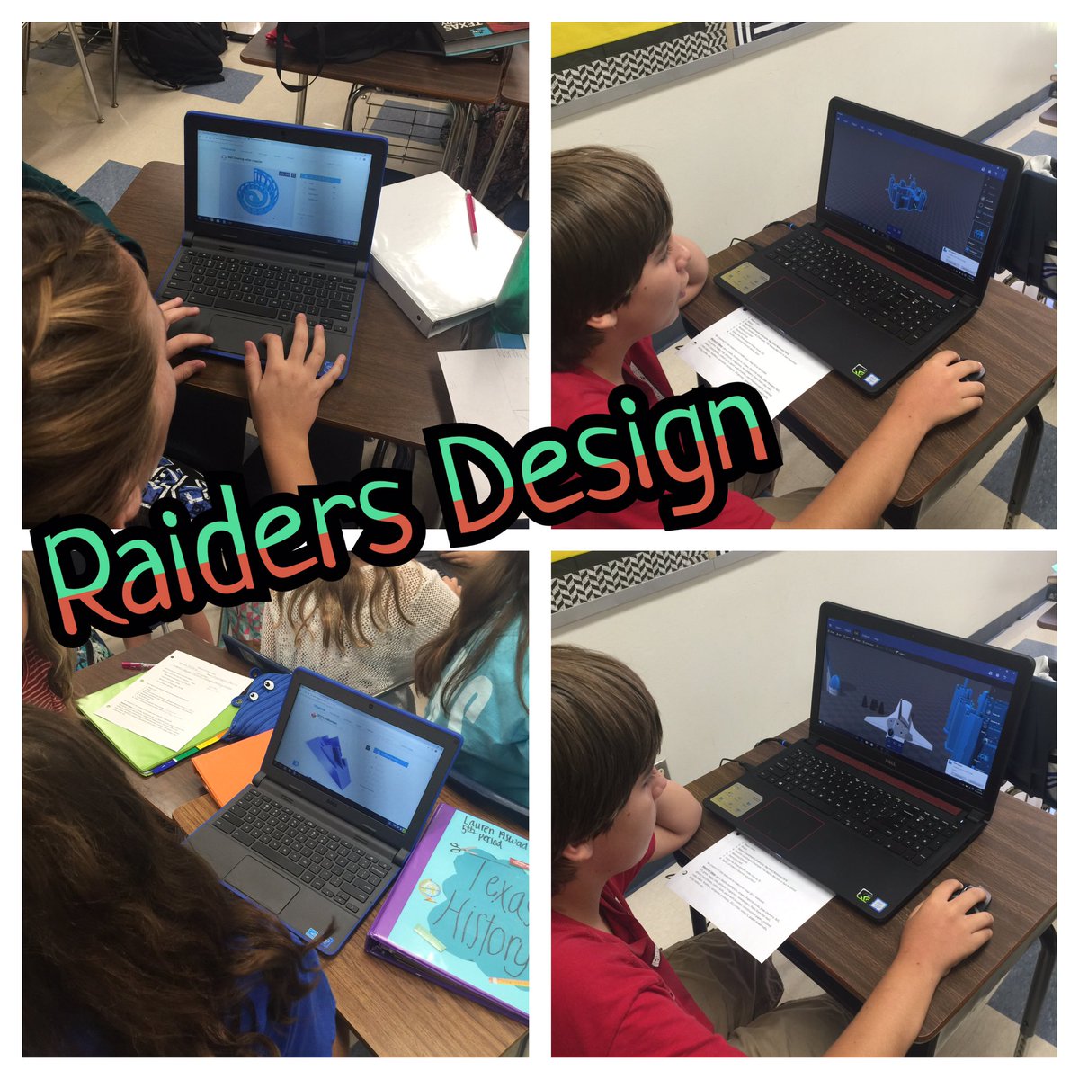 SMSRaiderNation's tweet photo. Raiders Use 3D Software to create designs to be printed for Texas History project.  #BISDShines ##smsraidernation https://t.co/5E03WaJ2WE