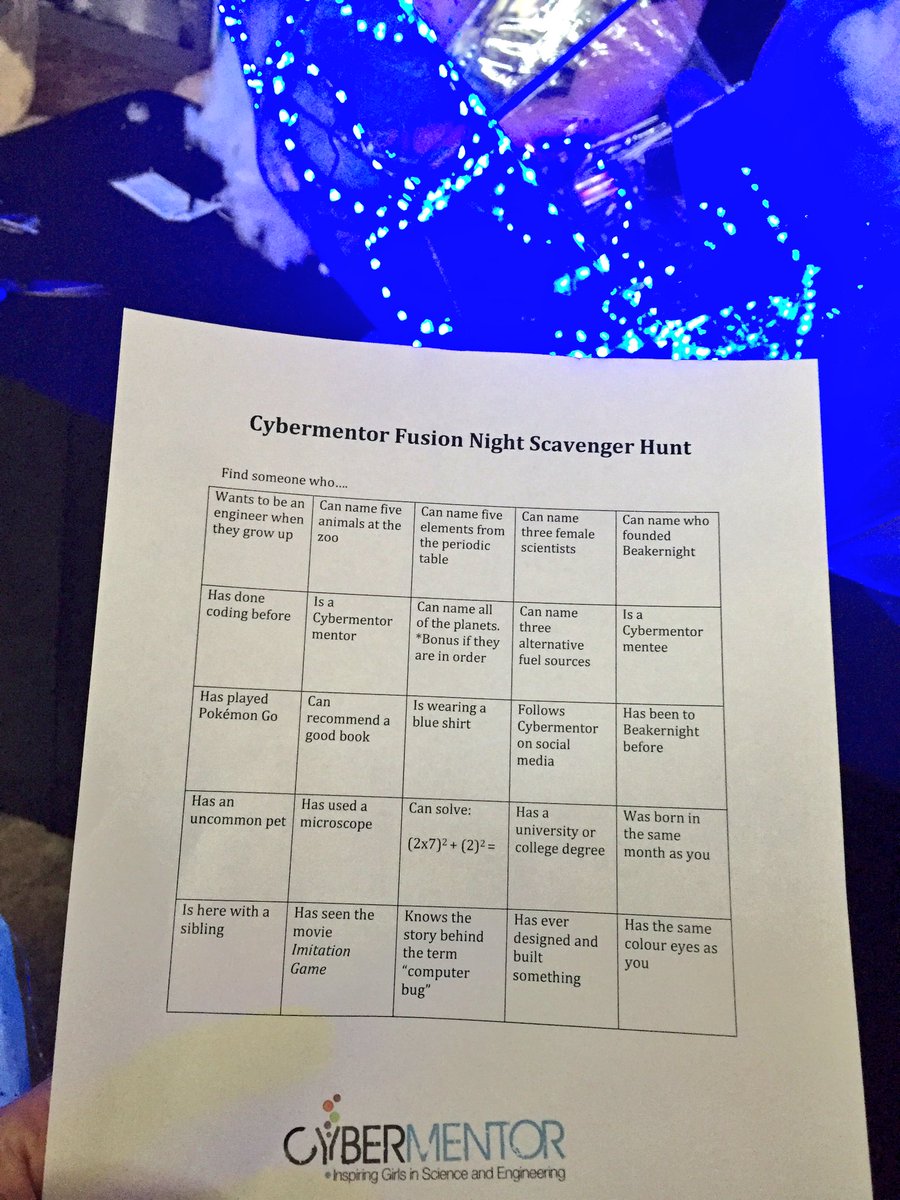 Let the #Cybermentor Fusion Night #ScavengerHunt begin <a href="/calgaryzoo/">Calgary Zoo</a> #beakerhead #STEM #scienceisforgirls #yycevents