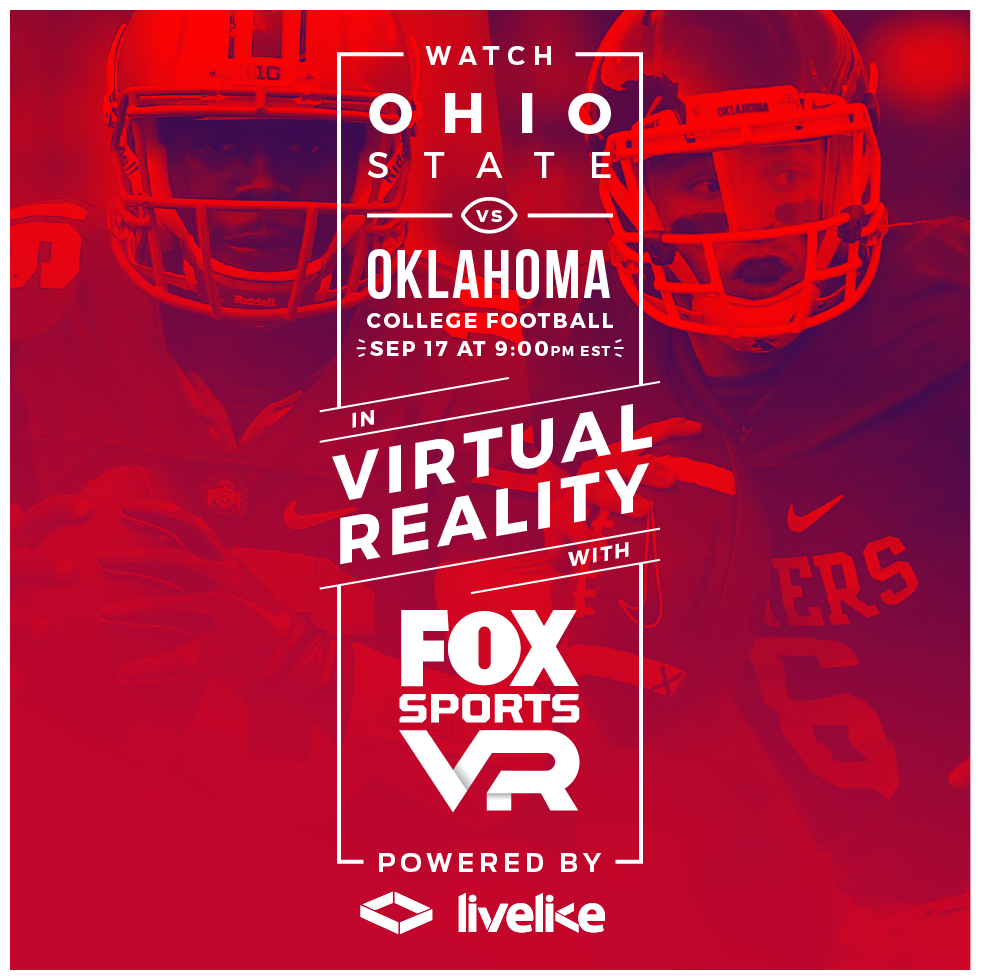 LiveLikeInc's tweet photo. Sports #virtualreality is here! Watch @OhioStateFB @OU_Football #gamday on @foxsports VR app https://t.co/RXBdNKBj6u https://t.co/SNhnUiEw5V