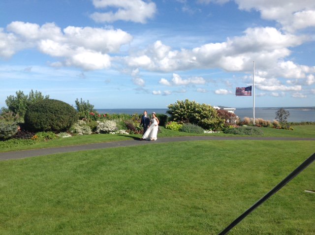 This view never gets old. #DelfYourself #waterfrontweddings #capecodbay #JustMarried