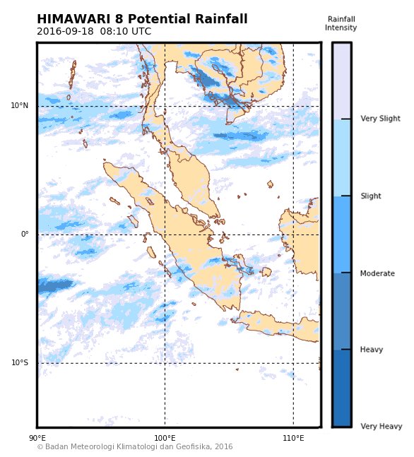 15.10 | Update cuaca via citra HIMAWARI PR: Berpotensi hujan ringan-sedang di wilayah bagian utara &amp; barat #cuacaKBM