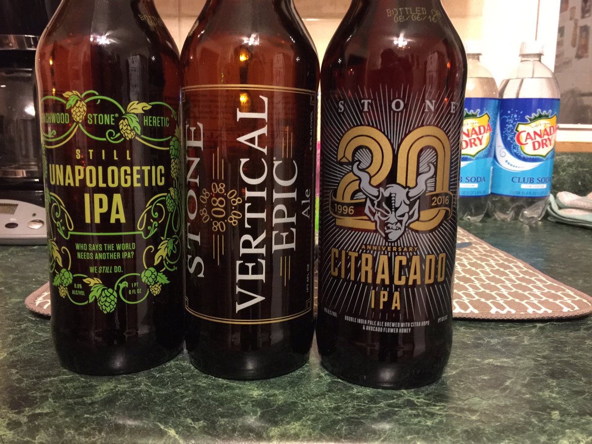 RedRover6's tweet photo. @StoneBrewingCo got lucky and found two re releases and the new baby in the group. #cantwait https://t.co/za918Xo5NB