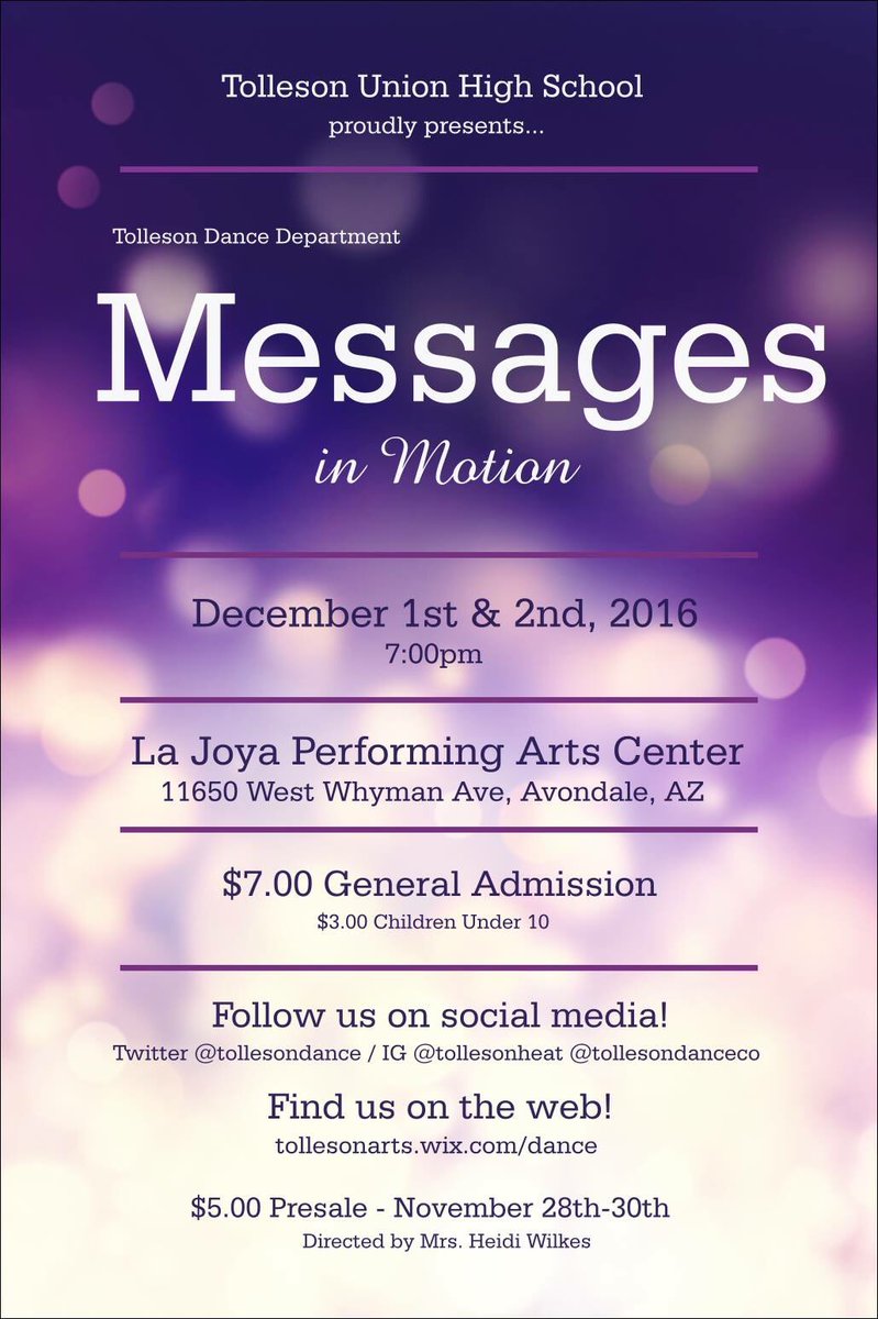 TollesonDance's tweet photo. We're proud to announce the theme of our 2016 Winter Concert: #MessagesInMotion! See you in December! #ttowndance https://t.co/cZhlRo0PfM