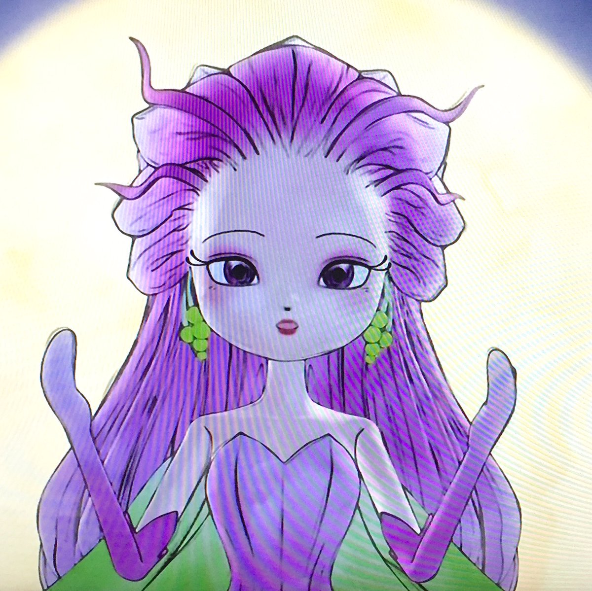 夜舟 さっきまでやってた やさいのようせい の月下美人の妖精がすごくきれいだったー D これミニコロちゃんかコロちゃんで出来そうな輪郭な気がする