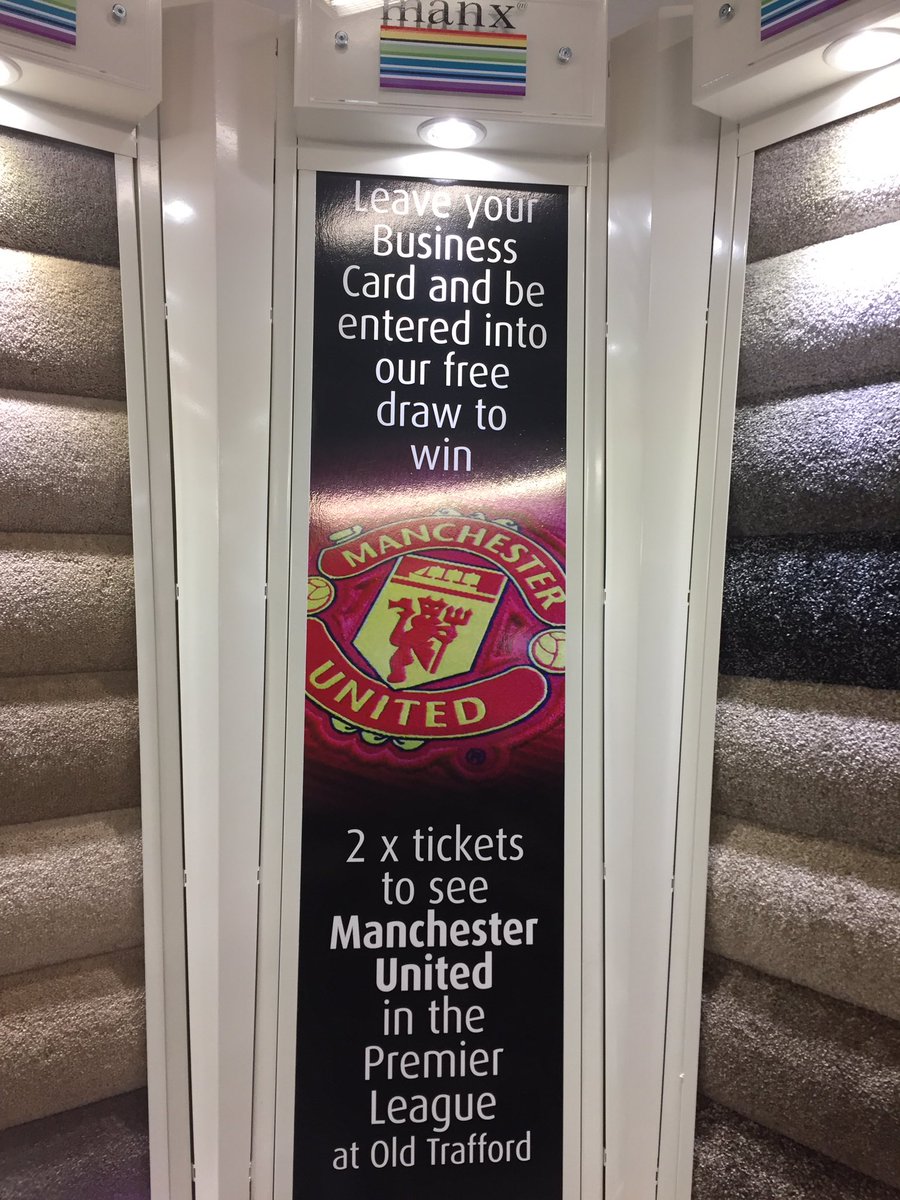 ManxCarpets's tweet photo. Win 2 tickets to see Manchester United play at Old Trafford. Leave your business card on Stand C12. #FlooringShow https://t.co/e9LbV4qm7z