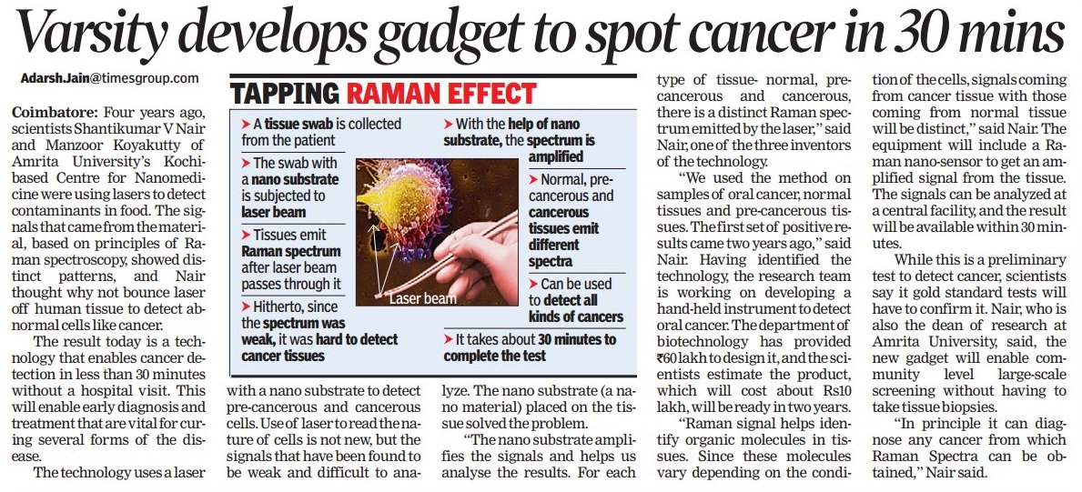 imprimispr's tweet photo. New tech detects #cancer in minutes, reports @AdarshJainTOI We celebrate this superb feat with our client @AMRITAedu https://t.co/NV8UrReMOj
