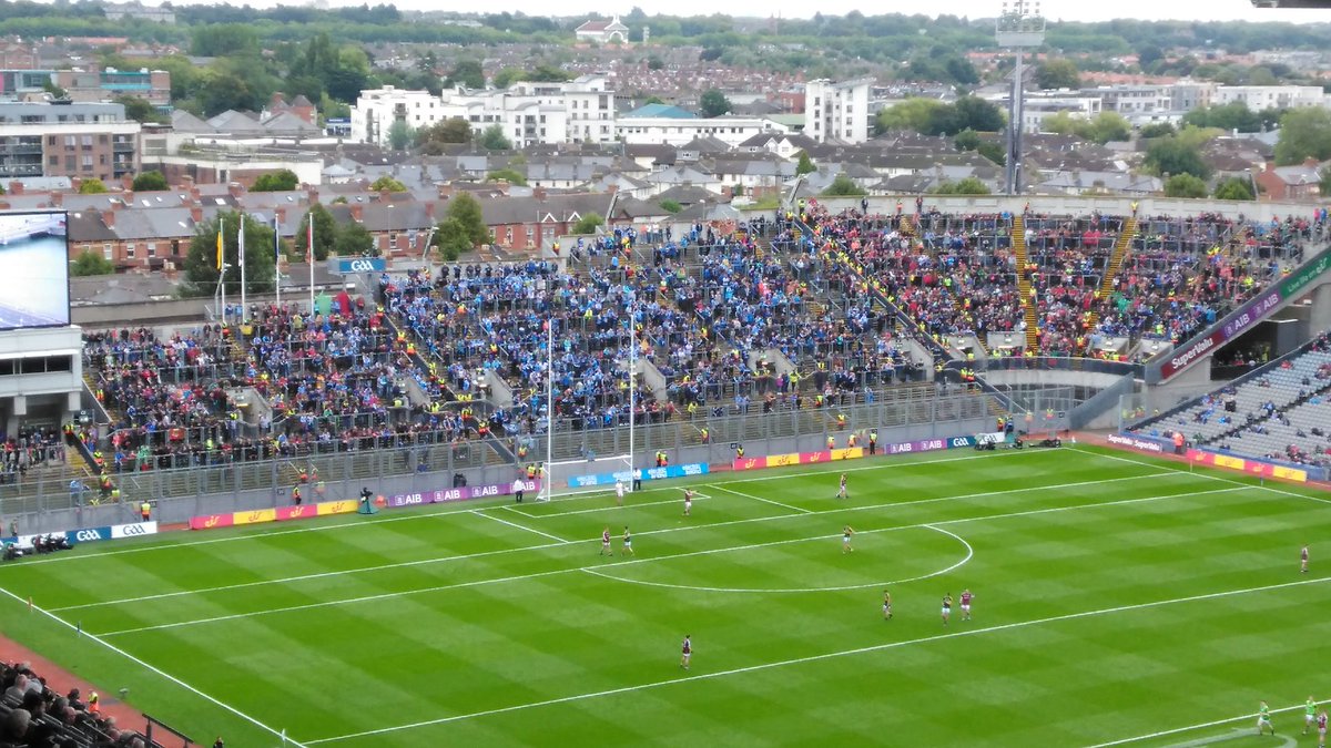 irishtv's tweet photo. #hill16 filling up already with over an hour to go #DUBvMAYO #madforsam Can u spot the #bluehulk ? https://t.co/t7nESE1qMn
