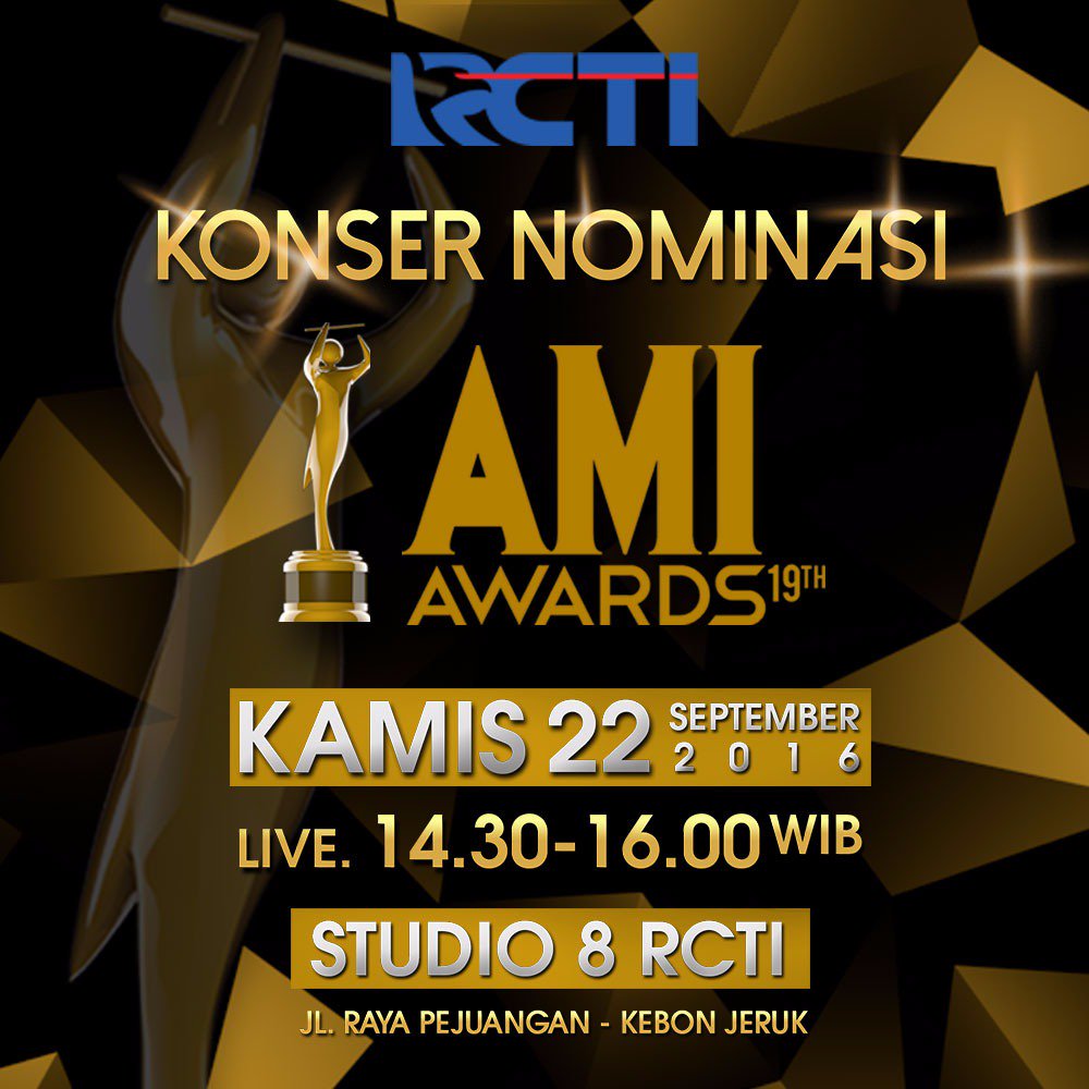AMIawards's tweet photo. Jangan lewatkan Konser Nominasi AMIAwards19 Kamis 22.09.2016 live 14.30 WIB @OfficialRCTI #KonserNominasiAMIawards19 https://t.co/uYfKItcr2H