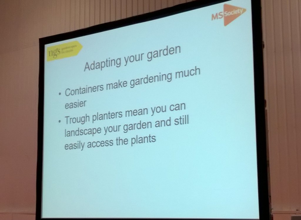 clarechater's tweet image. Great session from @GeorgePlumptre @NGSOpenGardens at @mssocietyuk #MSLife2016 on gardens for health &amp;amp; wellbeing.