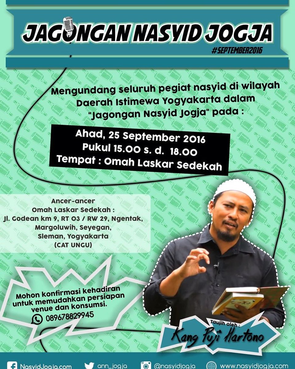 Jagongan Nasyid Jogja, Ahad 25/09/16, 15.00 @ Omah Laskar Sedekah, Godean, dg Kang Puji Hartono <a href="/RadioNasyid/">Radio Nasyid Online</a>