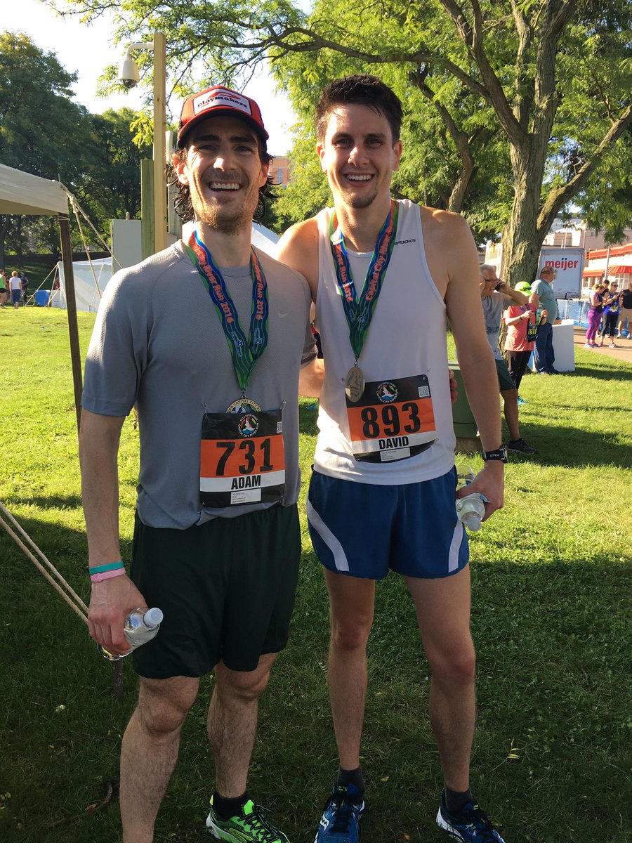 Our half marathoners are coming in! Adam and David made it with smiles on their faces. #RunCapCity #LoveLansing