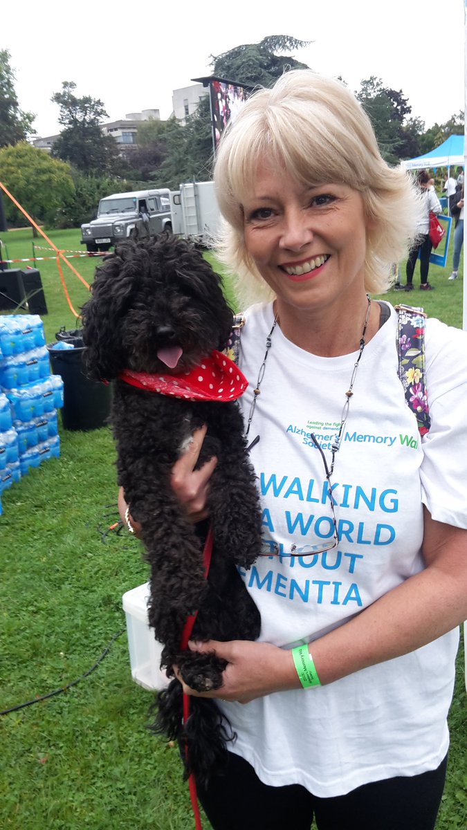 Alz_Soc_Media's tweet photo. Karen and Captain are walking for a world without dementia #MemoryWalk #DogsofMemoryWalk https://t.co/v7ZxITpgDA