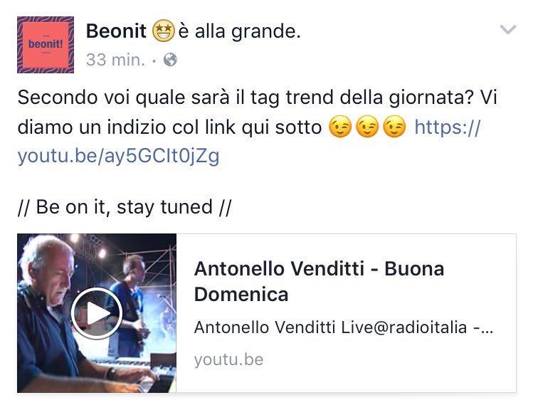 ercolinicola's tweet photo. Bello svegliarsi con #buonadomenica di #antonellovenditti per scoprire il trend di oggi | Grazie a  @be_on_it_blog https://t.co/mjavcdN8LY