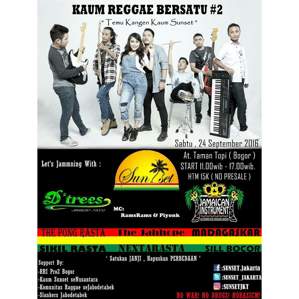 SUNSET_JAKARTA's tweet photo. Sabtu, 24 Sep. 2016 Taman topi, Bogor Htm: 15k #kaumreggaebersatu #kaumsunset piss !! https://t.co/HPDBl5fnwK