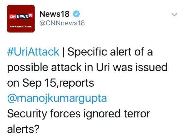 saaxenanurag's tweet photo. Col Thapar on Zee says accountability must be fixed on #BrigadeCommander who had prior info yet failed #UriAttack https://t.co/F8hiiORSkp