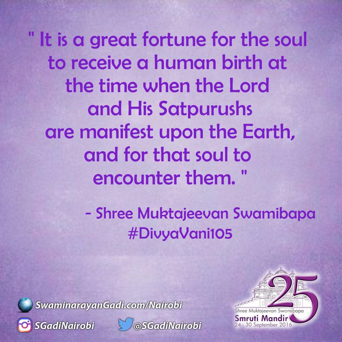 SGadiNairobi's tweet photo. #ShreeMuktajeevanSwamibapa
Teachings from #DivyaVani
#DivineDiscourses #LifeTeachings
#SwaminarayanGadi #SGadiFamily https://t.co/KL2cBoUaI4