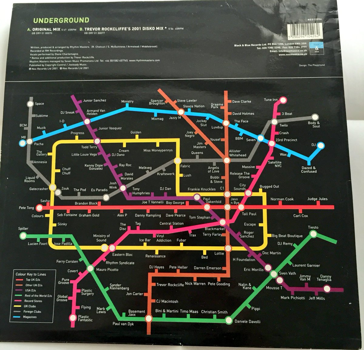 AdamKDJ's tweet photo. Wow..@mrstevemac check out this record sleeve from 2001! Names and places! #Underground #RythmMasters #Tune https://t.co/qwj1rACMq7