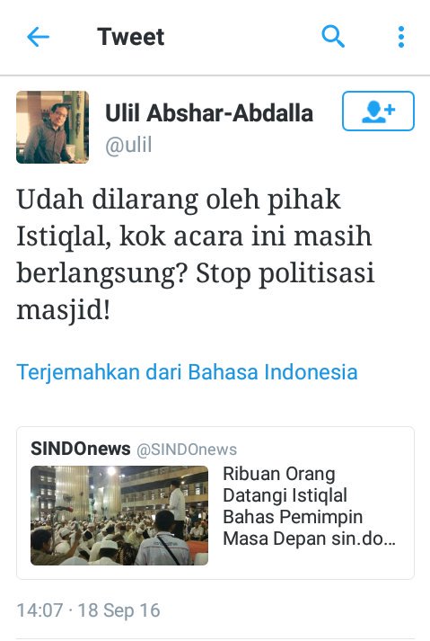 ronavioleta's tweet photo. Dedengkot2 JIL pd kepanasan dg acara di istiqlal. Tp diem wkt Nusron khataman Q buat dukung ahok *Standar Ganda https://t.co/2ibRkgrNnb